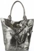 Kožené kabelka shopper bag Vittoria Gotti stříbrná V6141